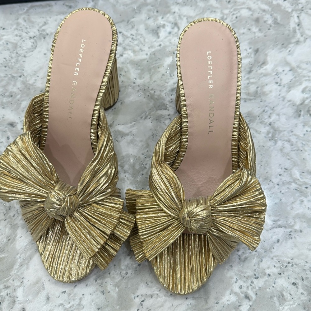 Loeffler Randall Gold Bow heels